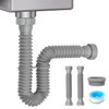 Cinsda 1-1/2" & 1-1/4" P-trap with Adapter, Flexible Sink Drain