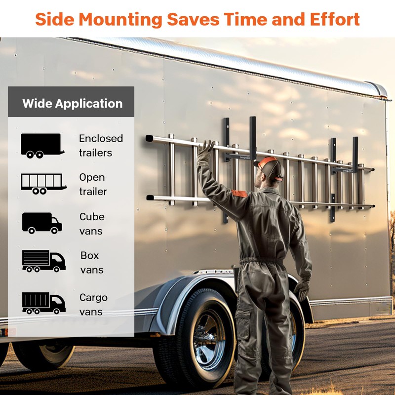 SMOQIO Ladder Rack for Trailer Enclosed, 4pcs Side Mount 400lb