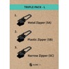ZlideOn Zip Replacement – Pack of 3, Black, Large –