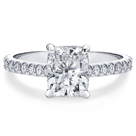 Bo.Dream 2ct Cushion Cut Cubic Zirconia Engagement Rings for Women Platinum Plated Sterling Silver (6.5)