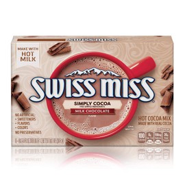 Swiss Miss Simply Cocoa Milk Chocolate Flavor Hot Cocoa Mix, 0.85 oz. 8-Count (Pack of 12)