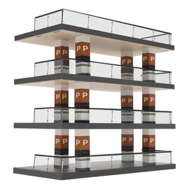 4-Tier 1:64 Die-Cast Car Display Case – Clear Acrylic Parking Garage Style Toy Car Organizer with Solid Wood Base, Dust-Proof Display Shelf for Miniature Car Collectors & Kids' Gifts