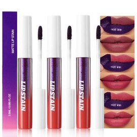 evpct 3 piezas de tinturas de labios que se despegan, lápiz labial líquido mate de color rojo marrón y malva, resistente al agua y de larga duración p