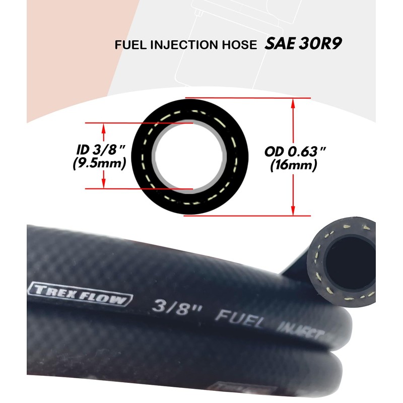 SAE 30R9 Fuel Line Hose 3/8 Fuel injection hose 5FT