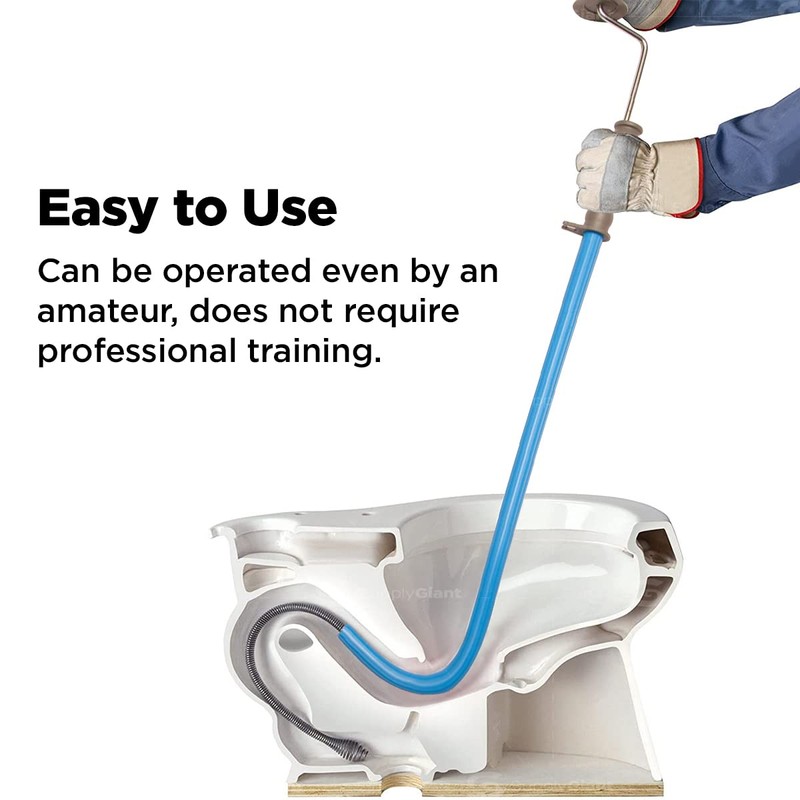 Supply Giant SU3247 3 Ft Toilet Auger Snake for Unclogging