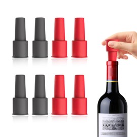 8 Pack Silicone Wine Stoppers, Reusable Leak-Proof Bottle Sealers for Wine, Champagne, Soda - Flexible Air-Tight Silicone Corks, Dishwasher Safe, Multi-Color Set for Home, Travel, Gifts