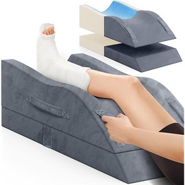 Leg Elevation Pillows, Wedge Pillow for After Surgery, Memory Foam Leg Support Adjustable, Comfort Care for Back Knee Hip Ankles Pain, Knee Pillow for Sleeping Blood Circulation Grey