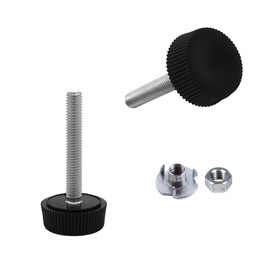 SKIR'CO 2 pcs, Furniture Leveling Feet M5 x 30 mm, Adjustable Metal Round Legs, Threaded M5 Stem, Leveler Foot (Nuts Included)