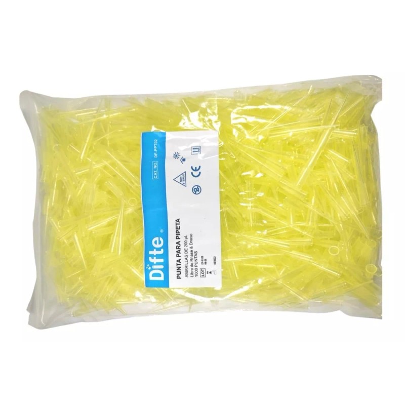 Difte Puntas Amarillas De 200l Para Micropipeta 1000 Piezas