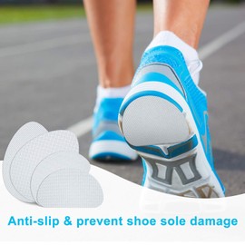 16 Pieces Non-Skid Shoe Pads Self-Adhesive Shoe Grips Anti Slip Shoe Pads Noise Reduction Shoes Cushion Anti-Shedding Rubber Sole Protector (White, Simple Style)
