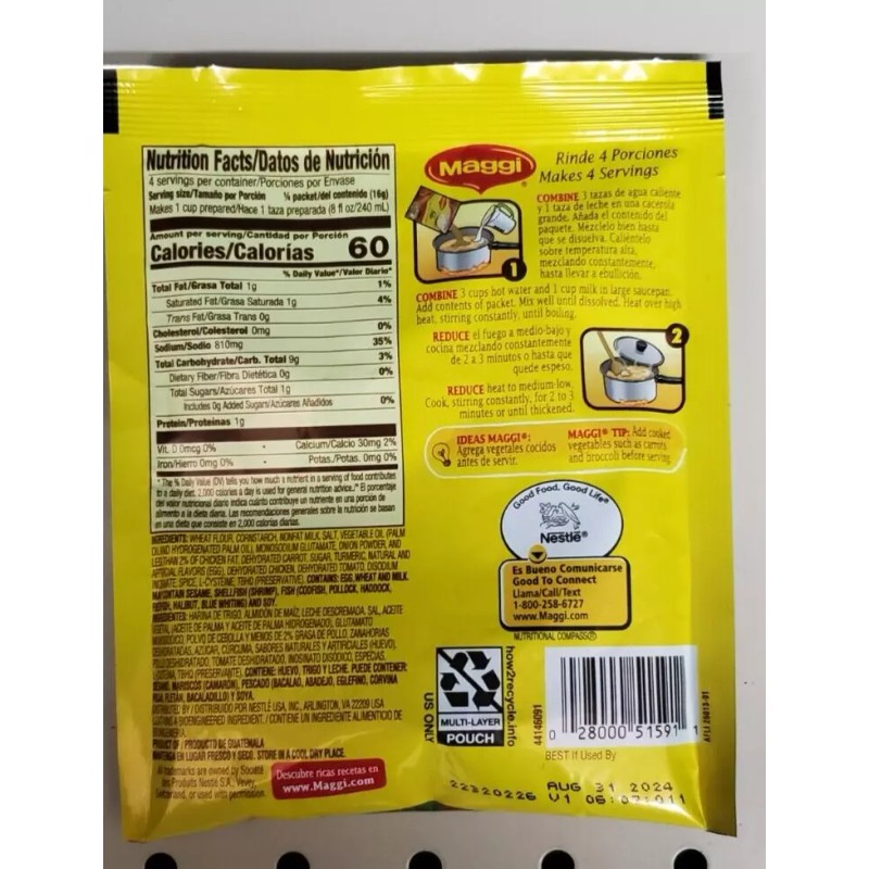 MAGGI 6 PACK CREAMY CHICKEN FLAVORED SOUP MIX /SOPA MAGGI
