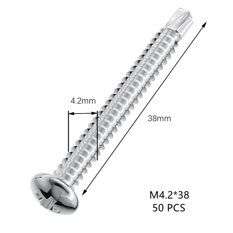 50 PCS Stainless Steel Round Head Drilling Self Tapping Screws