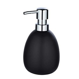Wenko Polaris Soap Dispenser, Capacity: 0.37 L, Ceramic, 9.5 x 8.5 x 16 cm, Ceramic, Noir mat, 9,5 x 16 x 9 cm