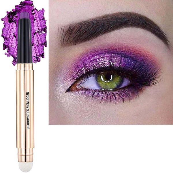 Purple Eyeshadow Stick And Sponge Makeup Brush Cream Shimmer Smooth
