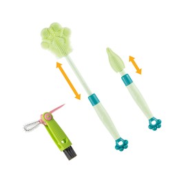 Chemimoso Adjustable Handle Length (10.5-13.8in) Water Cup Cleaning Bottle Brush, Silicone Baby Bottle Brush, Pot Brush Cleaner for Cleaning Neck Bottles, Tumblers, Vase, Green