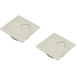 Gedotec Cable guide desk made of sturdy ABS plastic, 2 pieces square cable passages, 80 mm, Plaza, cable box, grey, cable guide square for push-in, cable duct desk