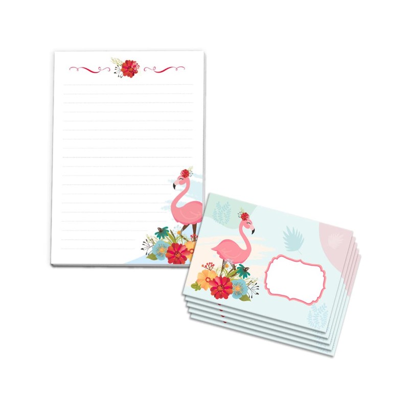 Stationery Set for Girls Flamingo Letter Pad with Envelope for