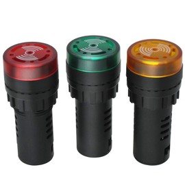 mxuteuk 3Pcs 22mm 110/120V Buzzer with LED Lndicator Light Flash Alarm Beep Signal Intermittent Sound Red Green Yellow Light AD16-22SM-RGY110V