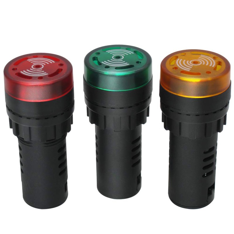 mxuteuk 3Pcs 22mm 110/120V Buzzer with LED Lndicator Light Flash