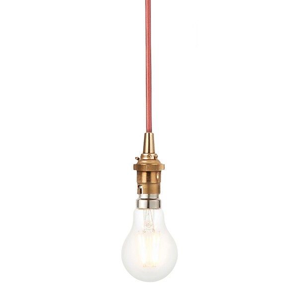 ENDON 111512 Eltham Pendant Light, Pink, Antique Brass
