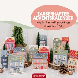 Papierdrachen Adv Houses Crate Bags Gold Foiled Christmas Town Set 01