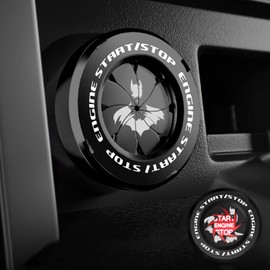 Tybasthe Rotary Push Start Button Cover, Bat Man Car Accessories Engine Start Stop Button Cover, Car Stickers Interior Decor, Motorcycle Ignition Key Switch Cover, Black