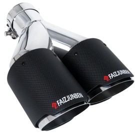 FAIZJUNBEN Carbon Fiber Exhaust TipsDual exhaust tips with 2.1-inch inlet and 3.5-inch outletBrushed textured carbon fiber exhaust tips