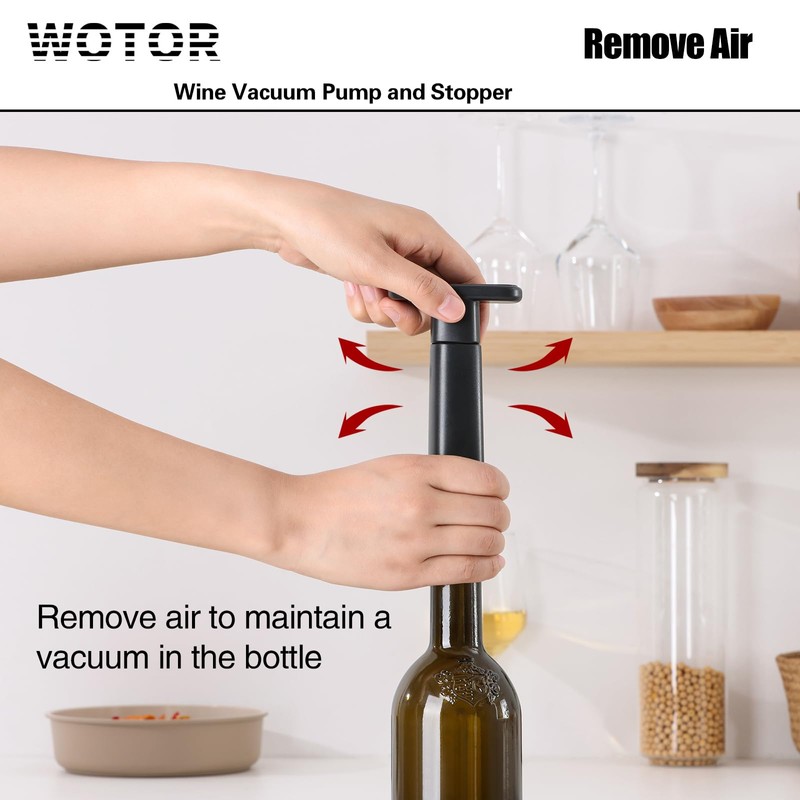 WOTOR Wine Stoppers - Vacuum Wine Saver, Preserver & Sealer