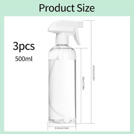 Jttxiu 3 Stück Sprühflasche, 500ml Kunststoff Pflanzenwasser Pumpsprühflasche, Leere Wassersprühflasche, Gießkanne für Hausgarten Reinigung Bewässerung Gartenpflanzen (Transparent weiß)