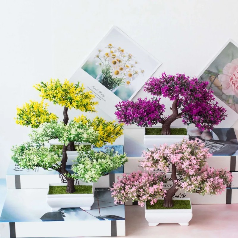Plantas Artificiales, Bonsái, Maceta Pequeña, Planta Falsa,