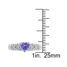 2/5 Carat (ctw) Tanzanite Heart Ring in Sterling Silver with Diamond Accent