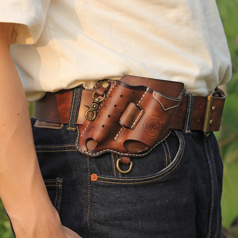 TOURBON Multitool Sheath for Belt Leather EDC Pocket Organiser with