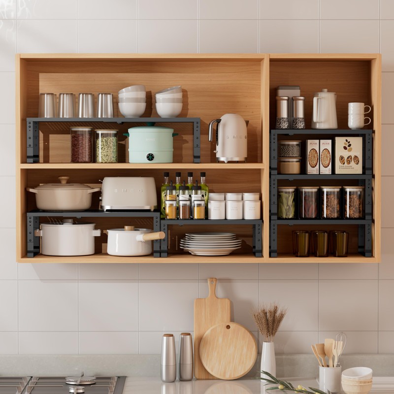 Asiingkel Metal Stackable Expandable Storage Shelf - Multi-Functional Home Storage