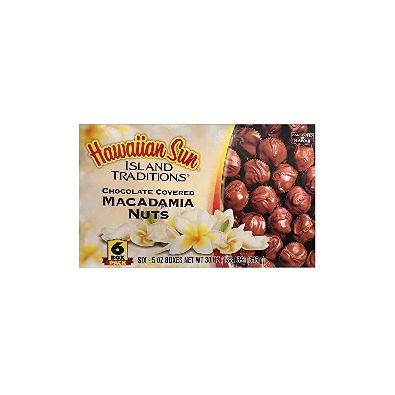Aloha 6 PACK HAWAIIAN SUN ISLAND TRADITIONS CHOCOLATE COVERED MACADAMIA