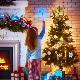 Brightown Christmas Tree Remote Control with Magic Wand - Wireless Light Switch for Kids to Turn On Lights, 50-80 Ft Range, Plug in with Music & Flashing Lights for Xmas Decor