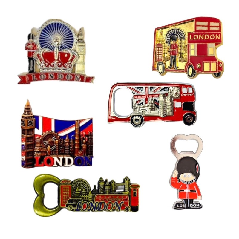 England London Icons Set of 6 Bottle Opener Magnets London