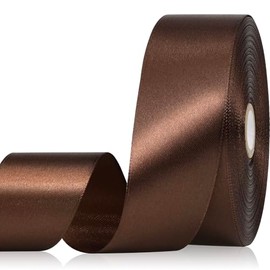 Sagaat Brown Ribbon 1-1/2 Inch, 60 Yards Single Face Polyester Satin Ribbon for Gift Wrapping, Fabric Ribbon for Crafts Flower Bouquet Hair Accessories Festival