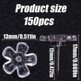 VAPKER 150Pcs Transparent Flower Push Pin Thumb Tacks Cute Flat Flower Shaped Thumbtacks Decorative Flower Pushpins Map Pins for Cork Board Home Office School