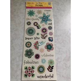 JoAnn Craft Essentials ME & MY BIG IDEAS CHESTER STICKERS 5”x14” GLITTER FLOWERS WORDS PHRASES 31 PCS