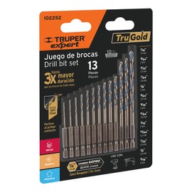 Truper Expert JBAV-13R, Juego de 13 brocas HSS para metal zanco cambio rápido