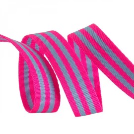 Renaissance Ribbons Tula Pink Nylon stripped 1" wide webbing (2 yard cut} choice of 6 diff colors - pink/turquoise