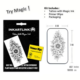 INKARTLINK Semi Permanent Tattoo, large flower tattoo, female tattoo, waterproof, non-reflective, cruelty-free (Blooming Chrysanthemum)
