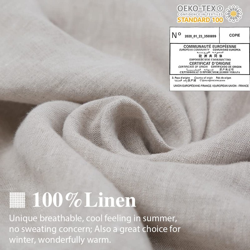 Simple&Opulence 100% Linen Stone Washed Euro Sham with Ruffle 26x26