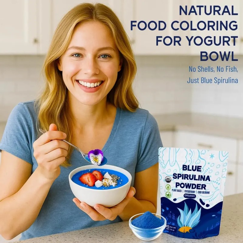 Polvo De Espirulina Azul 1.6 Oz Orgánico Para Alimentos