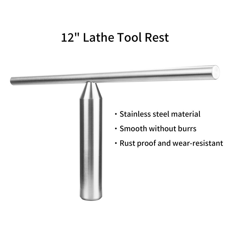DEEFIINE 305 mm Lathe Tool Rest 25 mm Post Stainless