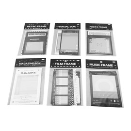 6 Packs Scrapbook Frame Set Camera Film Stickers In Style for Scrapbooking Ultra Clear PET Black and White Photo Frame Stamp Stickers Scrapbook Accessories 90 Pieces