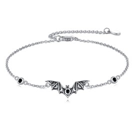 URONE Bat Bracelet 925 Sterling Silver Bat Jewelry Goth Bracelet Gift For Women