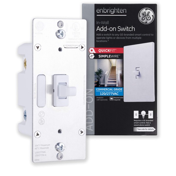 Enbrighten White Add-On Switch, QuickFit & SimpleWire, Smart Light Control,