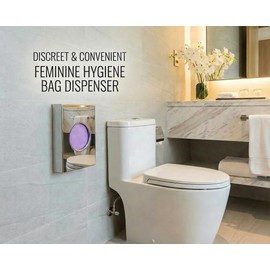 Feminine Hygiene Disposal Bag Dispenser with Refill Bags – Sanitary Napkin & Tampon Disposal System for Restrooms, Chrome