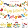 Musical Instrument Birthday Party Banners Gold Happy Birthday Banners Music